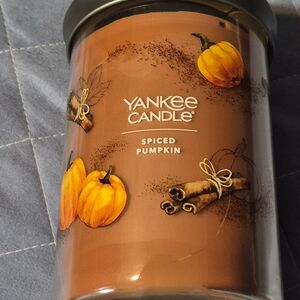 Yankee Candle Spiced Pumpkin with Orange and Brown Accents